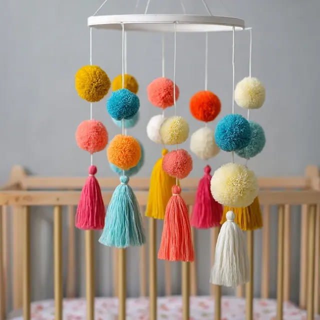 Handmade Baby Crib Mobile Using Colorful Yarn - DIY & Handmade Crib Mobiles | Laravel